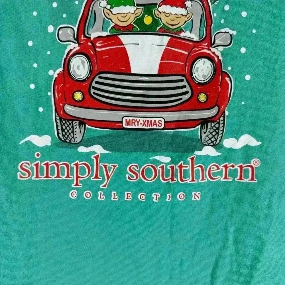 Simply Southern Rockin Around The Christmas Tree Top Long Sleeve Youth M - Picture 4 of 7